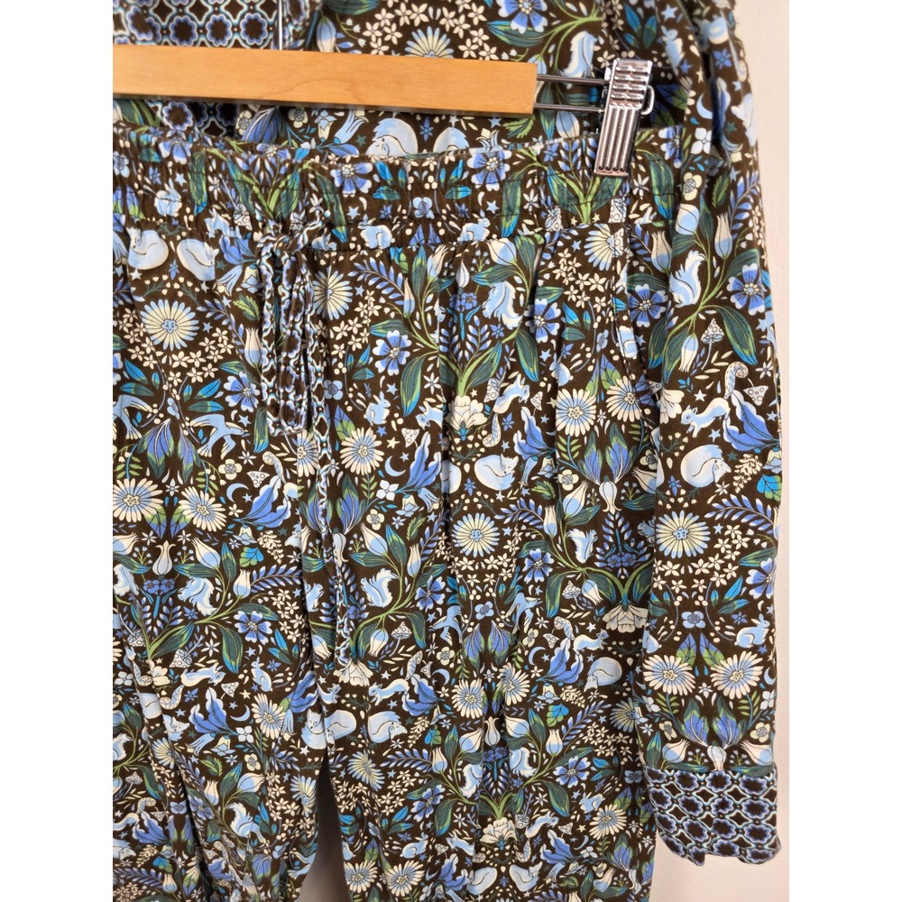 Vera Bradley Notch Collar Womens Blue Enchanted Woodland Pajama Set Size Med - Picture 5 of 7